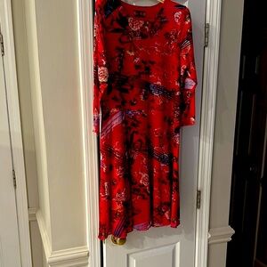 Isle Red 3/4 Sleeve Dress for Wedding Guests